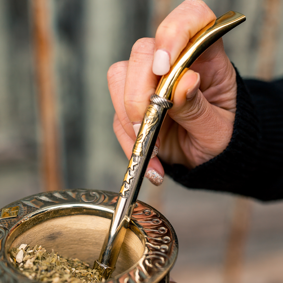 Curved & Chiseled "Champions" Wide Metal Straw (Bombillon) - Nickel Silver (Alpaca)