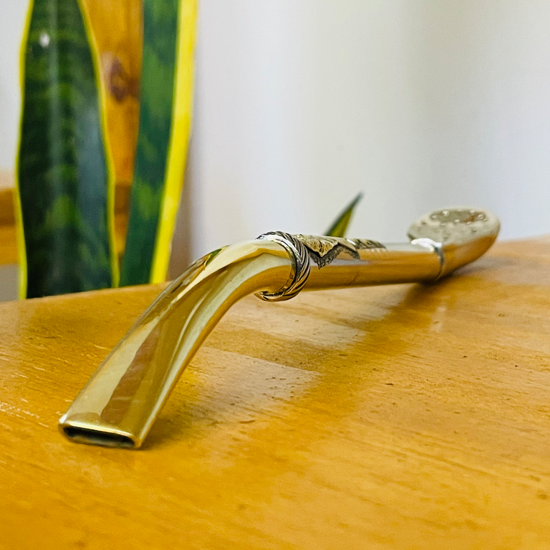 Curved & Chiseled "Champions" Wide Metal Straw (Bombillon) - Nickel Silver (Alpaca)