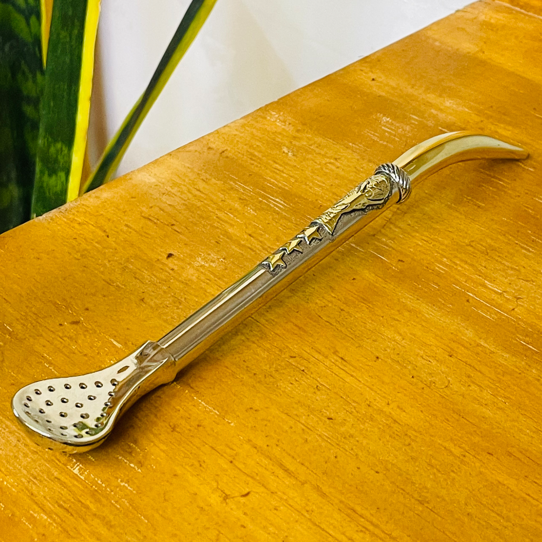 Curved & Chiseled "Champions" Wide Metal Straw (Bombillon) - Nickel Silver (Alpaca)