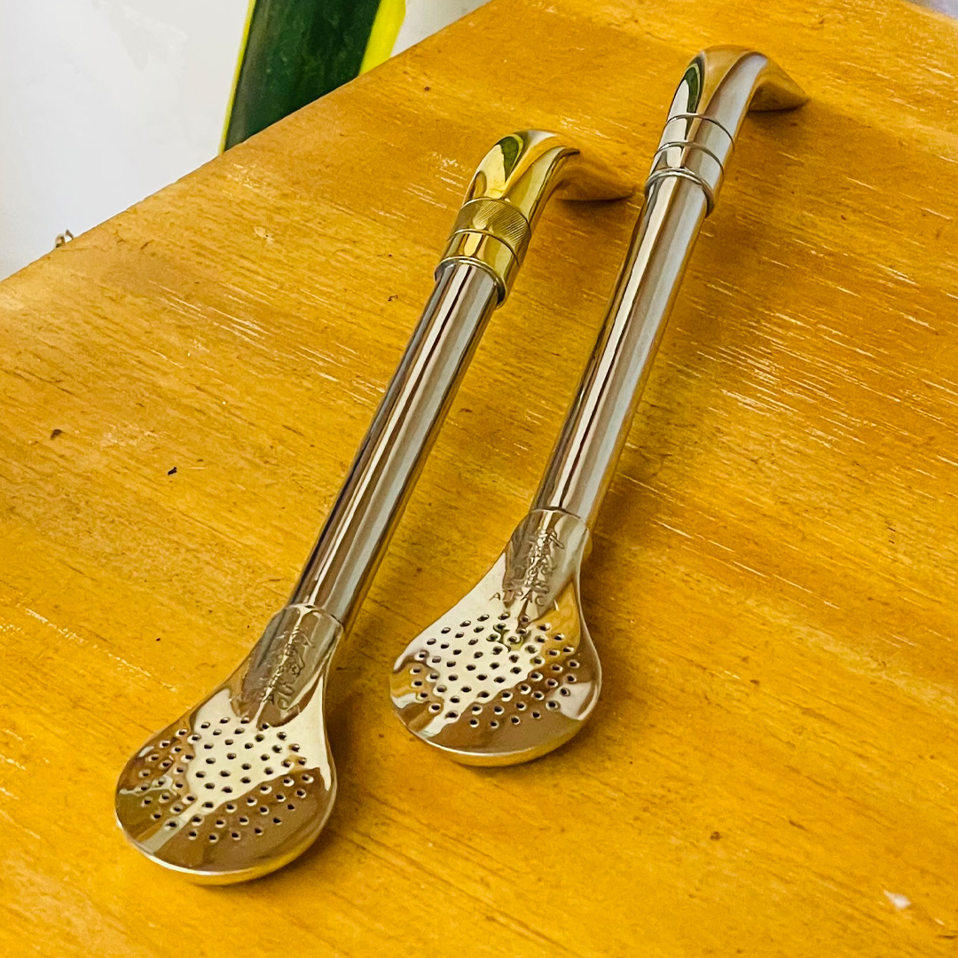 Curved Wide Metal Straw (Bombillon) - Nickel Silver (Alpaca)