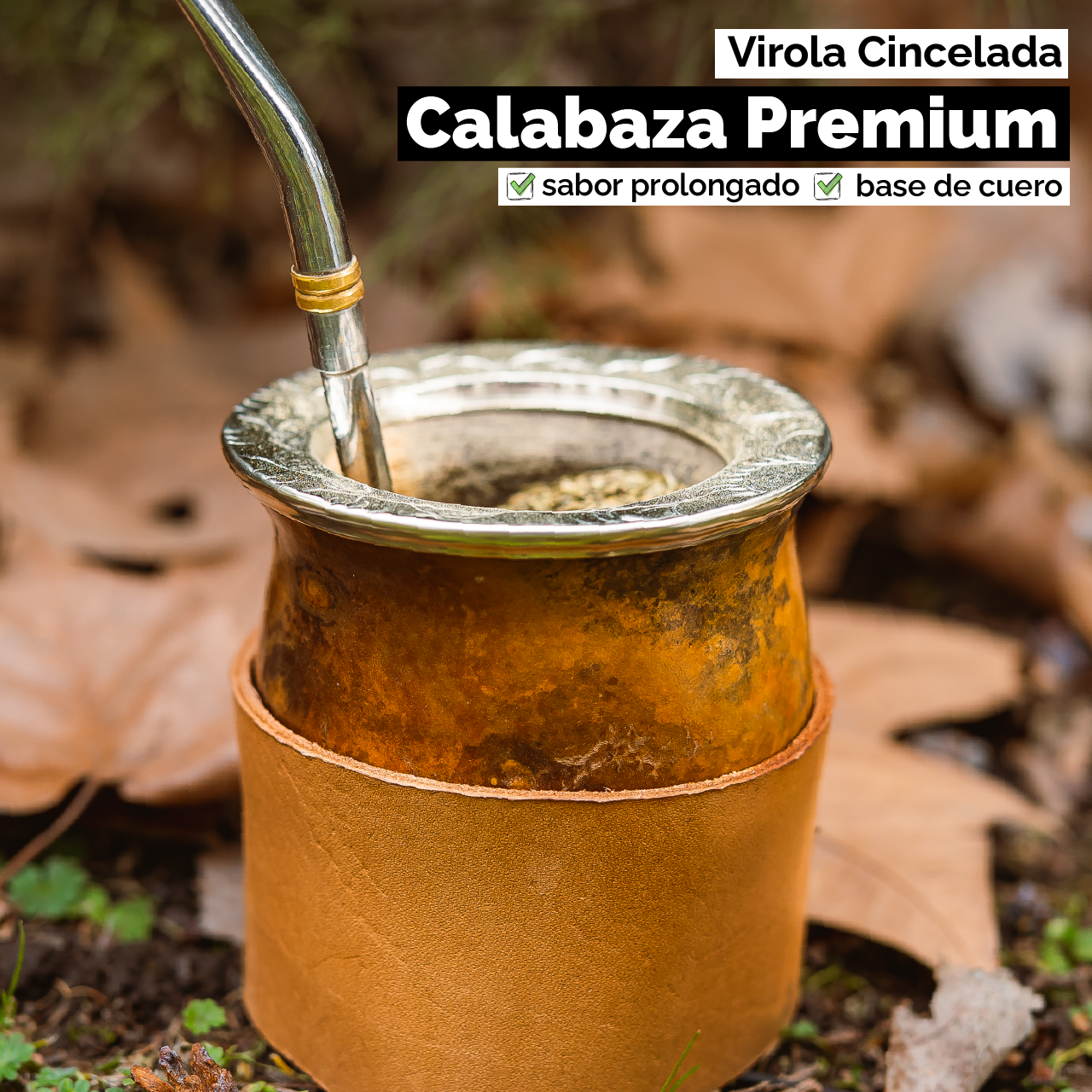 Mate Calabaza Criollo (con base) - Virola Alpaca Cincelada
