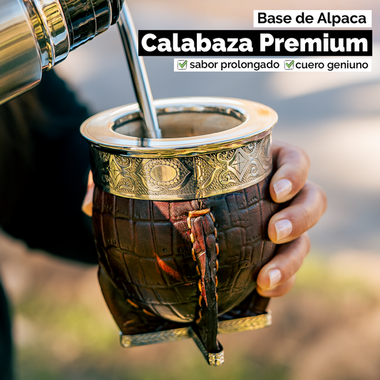 Mate Imperial (Calabaza) con Cuero Labado - Base y Virola de Alpaca
