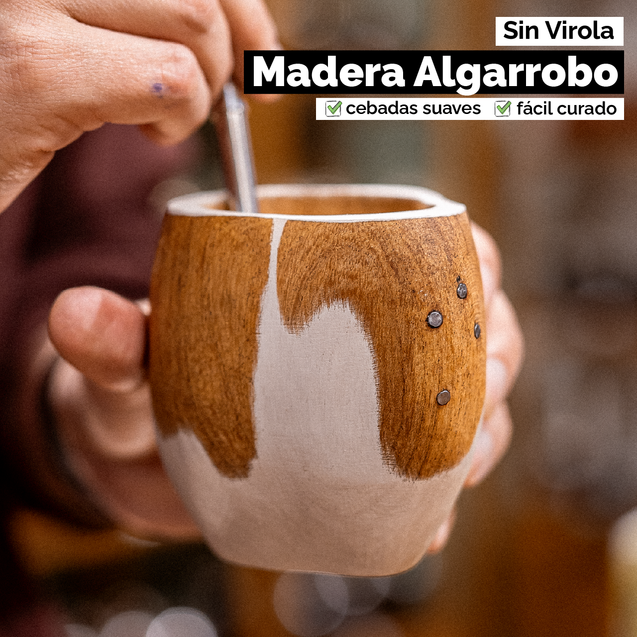 Mate Ranchero Cruz (Madera) - White