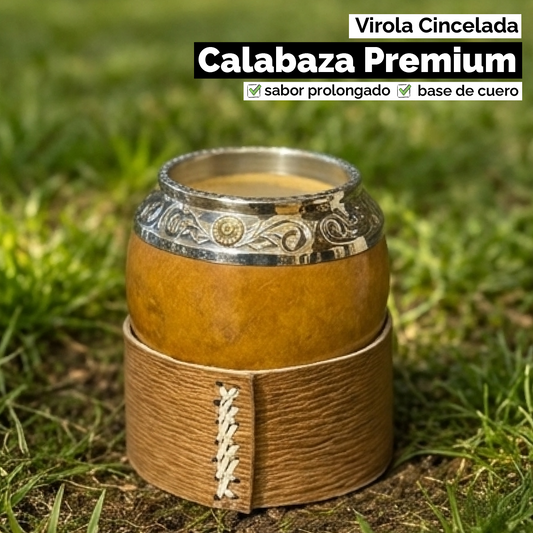 Mate Calabaza Torpedo Criollo (con base) - Virola Alpaca Cincelada